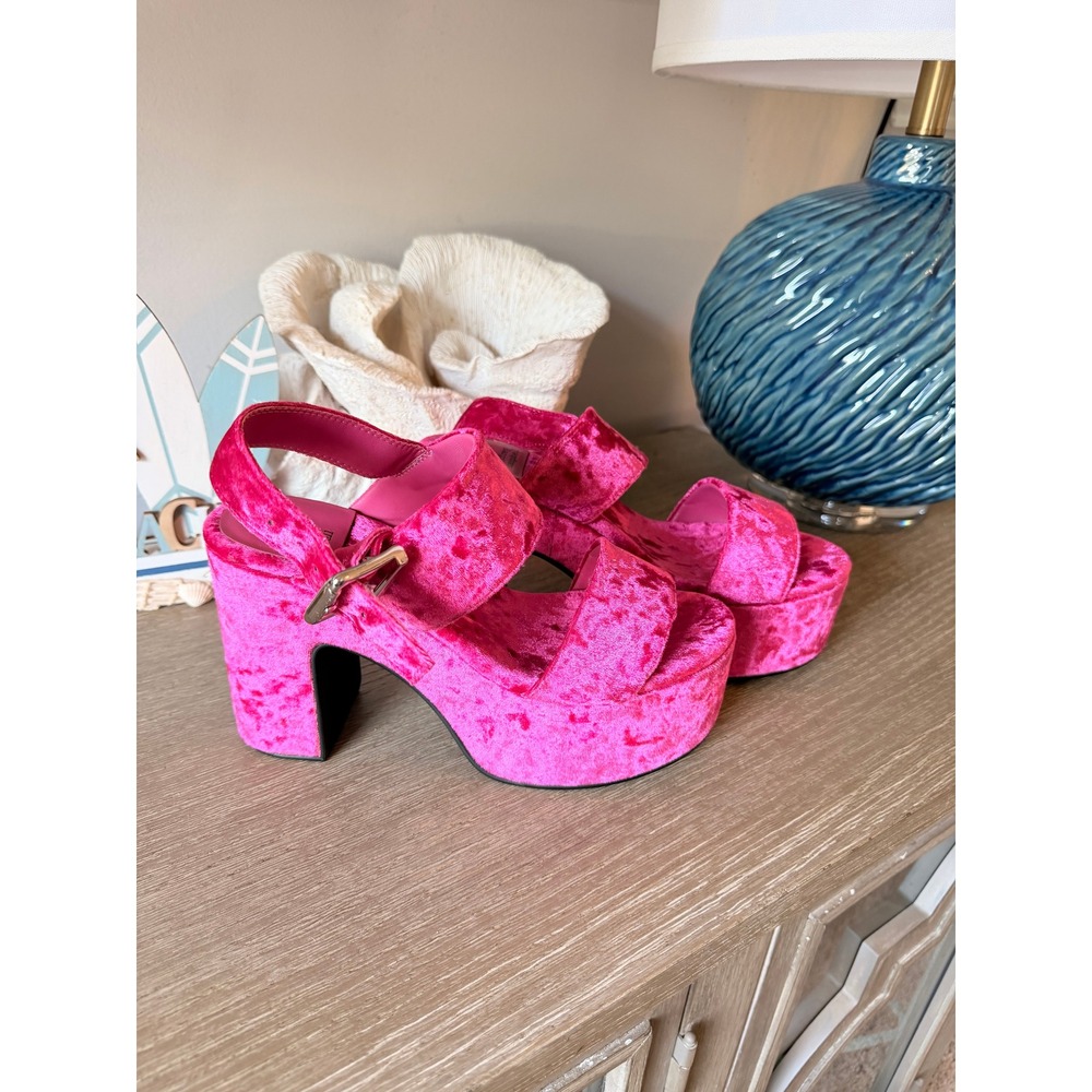 Jeffrey Campbell Platform Velvet Sandals Women Hot Pink Size 9